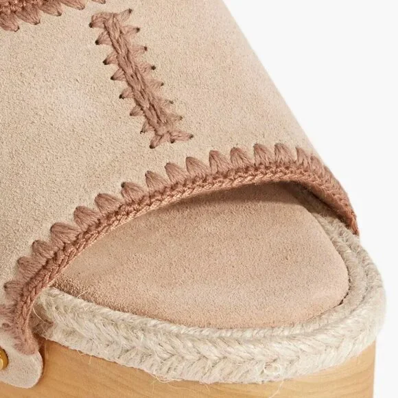 VERONICA BEARD Hannalle Jute-trimmed Suede Platform Mules - Picture 2 of 7